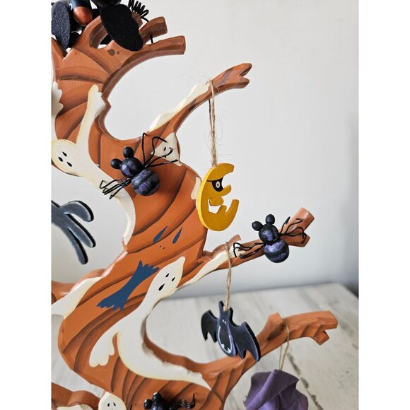 Wooden Halloween tree ornament ghost cat spider decor unique very unique - Picture 5 of 10